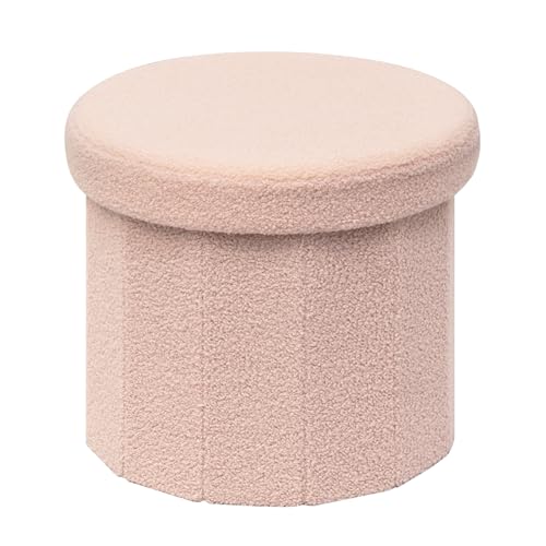 PINPLUS Sitzhocker mit Stauraum, Faltbarer Sitzhocker Zylindrischem Design, Fußbank Aufbewahrungsbox für Schlafzimmer, Korridor, Wohnzimmer, 38x38x33.5cm, Rosa PINPLUS Sitzhocker mit Stauraum, Faltbarer Sitzhocker Zylindrischem Design, Fußbank Aufbewahrungsbox für Schlafzimmer, Korridor, Wohnzimmer, 38x38x33.5cm, Rosa von PINPLUS
