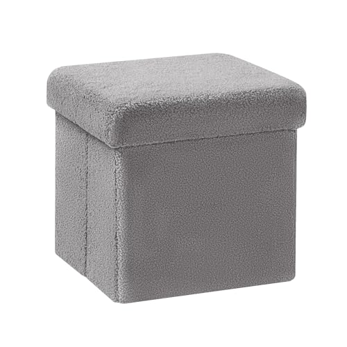 PINPLUS Sitzwürfel mit Stauraum, Faltbarer Sitzhocker, Polsterhocker mit Stauraum, Plüschstoff Aufbewahrungsbox für Schminktisch, Schlafzimmer, Wohnzimmer, 30x30x30cm, Grau PINPLUS Sitzwürfel mit Stauraum, Faltbarer Sitzhocker, Polsterhocker mit Stauraum, Plüschstoff Aufbewahrungsbox für Schminktisch, Schlafzimmer, Wohnzimmer, 30x30x30cm, Grau von PINPLUS