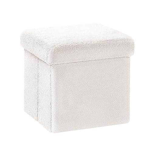PINPLUS Sitzwürfel mit Stauraum, Faltbarer Sitzhocker, Polsterhocker mit Stauraum, Plüschstoff Aufbewahrungsbox für Schminktisch, Schlafzimmer, Wohnzimmer, 30x30x30cm, Weiß PINPLUS Sitzwürfel mit Stauraum, Faltbarer Sitzhocker, Polsterhocker mit Stauraum, Plüschstoff Aufbewahrungsbox für Schminktisch, Schlafzimmer, Wohnzimmer, 30x30x30cm, Weiß von PINPLUS