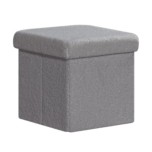 PINPLUS Sitzwürfel mit Stauraum, Faltbarer Sitzhocker, Polsterhocker mit Stauraum, Plüschstoff Aufbewahrungsbox für Schminktisch, Schlafzimmer, Wohnzimmer, 32x32x32cm, Grau PINPLUS Sitzwürfel mit Stauraum, Faltbarer Sitzhocker, Polsterhocker mit Stauraum, Plüschstoff Aufbewahrungsbox für Schminktisch, Schlafzimmer, Wohnzimmer, 32x32x32cm, Grau von PINPLUS