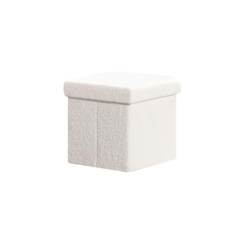 PINPLUS Sitzwürfel mit Stauraum, Faltbarer Sitzhocker, Polsterhocker mit Stauraum, Plüschstoff Aufbewahrungsbox für Schminktisch, Schlafzimmer, Wohnzimmer, 32x32x32cm, Weiß PINPLUS Sitzwürfel mit Stauraum, Faltbarer Sitzhocker, Polsterhocker mit Stauraum, Plüschstoff Aufbewahrungsbox für Schminktisch, Schlafzimmer, Wohnzimmer, 32x32x32cm, Weiß von PINPLUS