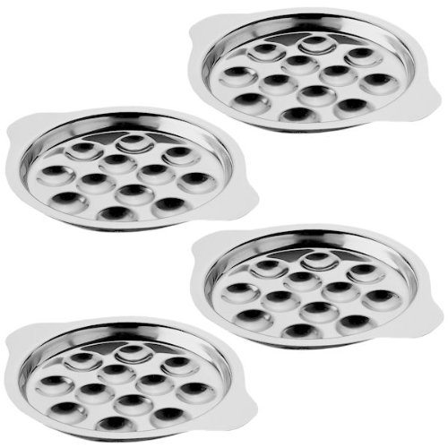 4 Stück Edelstahl Schneckenplatte für 6 Schnecken von Pinti Inox - 14 cm Ø von PINTI