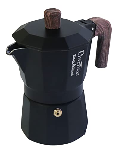 PINTINOX Black&Wood Moka Espressokocher für 6 Tassen (304 ml, Schwarz) PINTINOX Black&Wood Moka Espressokocher für 6 Tassen (304 ml, Schwarz) von PINTINOX