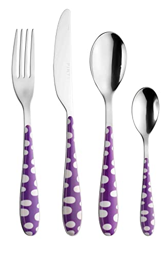 Pinti Edelstahl Design-Besteck "Bollicine violett" 24-tlg. von PINTINOX