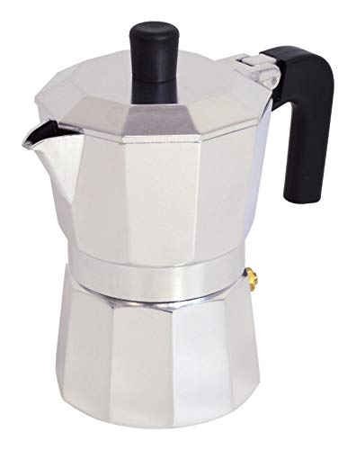PINTINOX Kaffeemaschine Moka halbe Tasse Modell Capri aus Aluminium, Verbrühungsgriff und Formen, die eine perfekte Extraktion von Kaffee ermöglichen, erhebliche Energieeinsparung von PINTINOX