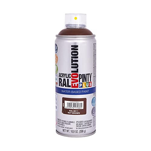 PINTYPLUS WATER BASED B Nut Brown PINTURA EN Spray PINTYPLUS Evolution Water-Based 520CC RAL 8011 Pardo NUEZ, Standard, Único von PINTY PLUS