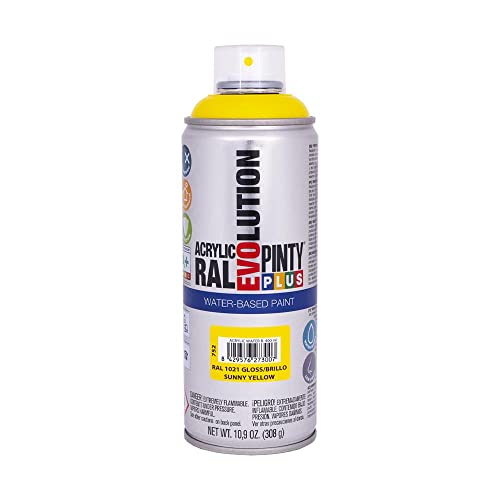 PINTYPLUS WATER BASED B Sunny Yellow PINTURA EN Spray PINTYPLUS Evolution Water-Based 520CC RAL 1021 Amarillo Colza, Standard, Único von PINTY PLUS