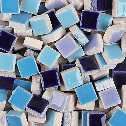 200 Stück/200 g Mosaikfliesen Quadrat Keramik Mosaik Fliesen Quadratisch 1,0 x 1,0 cm Mosaik Stücke für Heimdekoration, DIY Handwerk, Mosaik Fliesen Projekte - Blau Mix von PINUO&KE