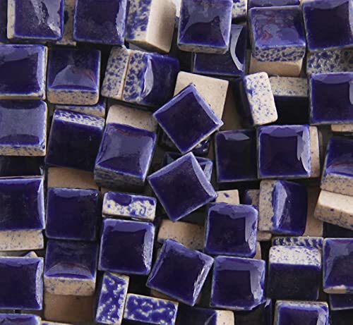 200 Stück/200 g Quadratische Formen 1,0 x 1,0 cm Mosaikfliesen Quadratische Keramik Mosaik Glasstücke für Heimdekoration oder DIY Handwerk - Dunkelblau von PINUO&KE