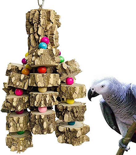 PINVNBY Große Papageienspielzeug aus Naturholz, Vogelkaublöcke, Reißspielzeug, Käfigbiss dekoratives Zubehör für afrikanische graue Aras, Kakadus von PINVNBY