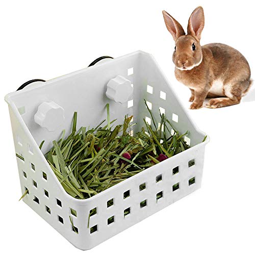 PINVNBY Heu-Futterspender für weniger verschwendete Heuraufe – ideal für Kaninchen, Chinchilla, Meerschweinchen, Kunststoff-Futternapf für Gras und Futter von PINVNBY