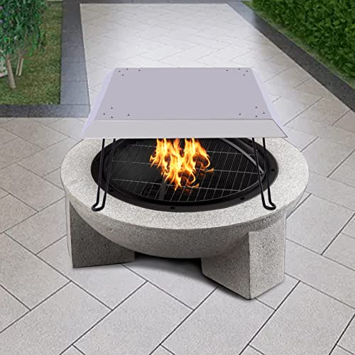 Fire Pit Heat Deflector, Quadratische Feuerstelle Hitzeabweiser mit Klappbaren Beinen, Edelstahl Feuergrube Abdeckung Feuergrube Deckel von PINYELIN