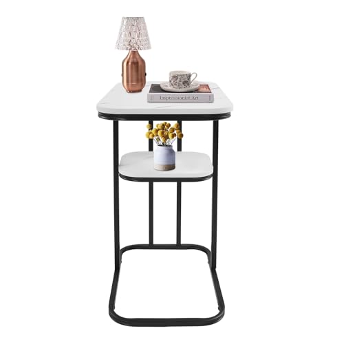 PINYELIN Beistelltisch C Form, 2-Stufiger Sofa Beistelltisch Beistelltische fürs Wohnzimmer, Couchtisch Sofatisch Kaffeetisch Side Table von PINYELIN