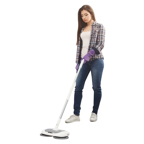 PINYELIN Kabellos Elektrischer Mopp, 40W Kabelloser Wischmopp mit Akku, Doppel-Rotationssystem Bodenreiniger Spin Mop von PINYELIN