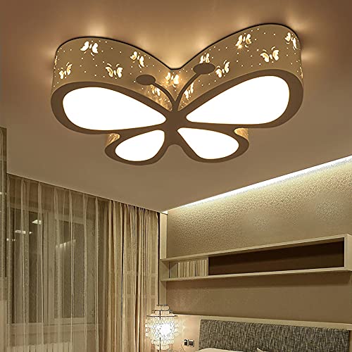 PIOJNYEN 48W Schmetterling Deckenleuchte LED Dimmbar Mädchen Cartoon Lampe 50 x 40 x 10 cm Deckenlampe für Kindergarten Küche Schlafzimmer(weiß) von PIOJNYEN