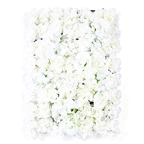 PIOJNYEN Künstliche Blumenwand Weiß Rosenwand Fotowand Hochzeit Blumen Wand Foto Hintergrund Wanddekoration für Blumendeko, Party, Hochzeit, 20pcs, 40x60 cm von PIOJNYEN