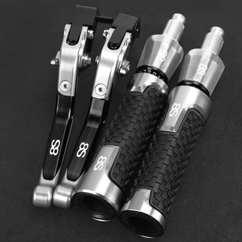 Kompatibel Für Suzuki GSX-8S GSX 8S 2025 2024 2023 GSX8S Motorrad Zubehör Einstellbare Foliing Bremse Kupplung Hebel Lenker Griffe Enden(Silber) von PIOYERG