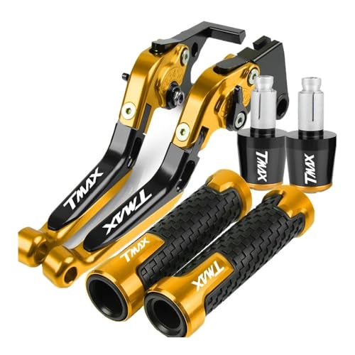 Kompatibel Für TMAX 530 T-MAX 530 SX DX TMAX 560 Tech Max 2020 2021 2022 2023 Motorradzubehör Verstellbare Klappbremskupplungshebel Lenkergriffe Enden(Gold) von PIOYERG