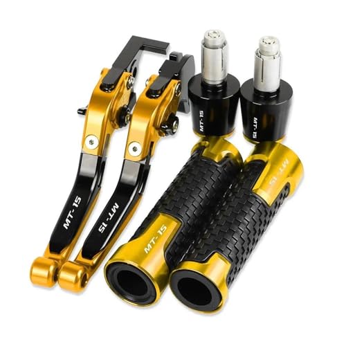 Kompatibel Motorradzubehör, Verstellbar, Faltbar, Bremskupplungshebel, Lenkergriffe, Enden Für MT15 MT-15 2015 2016 2017 2018 2019 2020 2021 2022 2023(Gold) von PIOYERG
