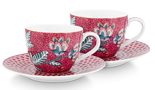 PIP STUDIO 51004146 Flower Festival Espresso m.U. dark pink 120ml Set2 von PIP STUDIO