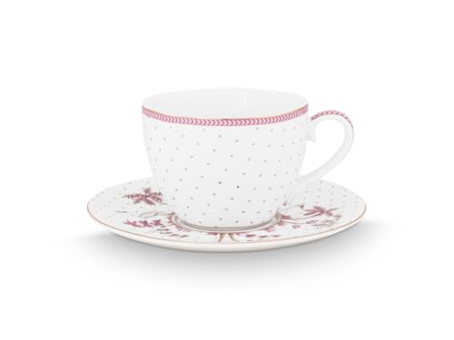 Pip Studio Jolie Dots Gold Pink Tasse mit Untertasse 280ml von Pip Studio