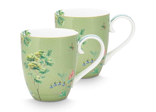 PIP STUDIO Jolie Heron Green Henkelbecher XL 450 ml Set2 PIP STUDIO Jolie Heron Green Henkelbecher XL 450 ml Set2 von PIP STUDIO