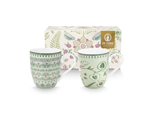 PIP STUDIO Lily&Lotus Light Green Becher 450ml XL Set2 von PIP STUDIO