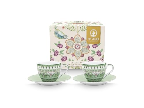 PIP STUDIO Lily&Lotus Light Green Espressotasse mit Untertasse 120ml Set2 von PIP STUDIO