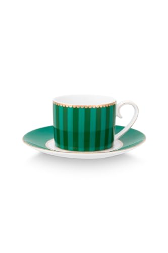 Pip Studio Love Birds Stripes Espressotasse m.U. grün 125ml von Pip Studio