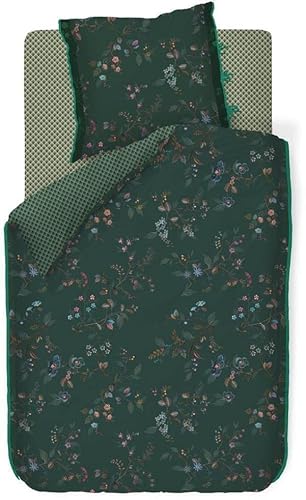 PiP Studio Perkal-Baumwolle-Kissenbezug einzeln Kawai Flowers Farbe Dunkelgrün Größe 80 x 80 cm von PiP Studio
