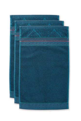 PIP Studio Gästetuch-Set Soft Zellige 3X Farbe Dunkelblau, Größe 30x50 x 3 von PiP Studio