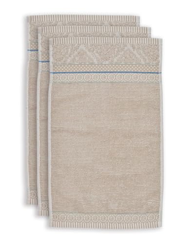 Pip Studio Gästetuch-Set Soft Zellige 3X Farbe Khaki, Größe 30x50 x 3 von PiP Studio