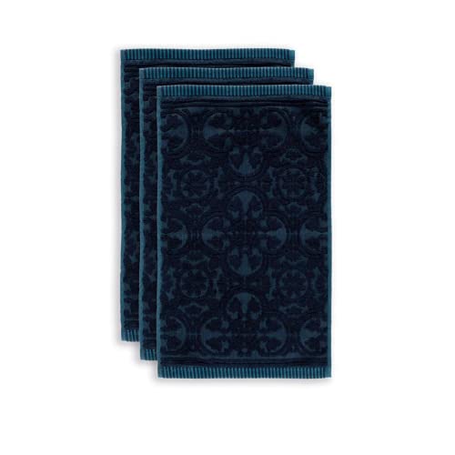 PIP Studio Studio Gästetuch-Set Tile de 3X Farbe Dunkelblau, Größe 30x50 x 3, 3x 30x50cm von Pip Studio