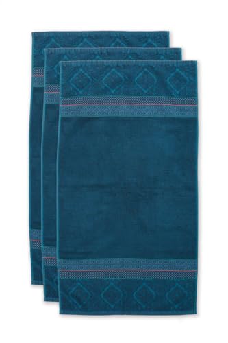 Pip Studio Handtuch-Set Soft Zellige 3X Farbe Dunkelblau, Größe 55x100 x 3 von PiP Studio