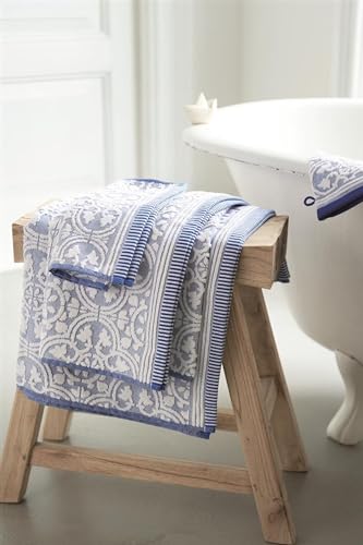 Pip Tile LE Pip Waschhandschuh Gästetuch Handtuch Duschtuch, Blue, Größe:Handtuch 55 x 100 cm von PiP Studio