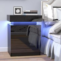 Nachttisch 3 schubladen,Nachtschrank Schwarz Hochglan,45x35x61cm,Nachtkommode LED von PIPIPOXER