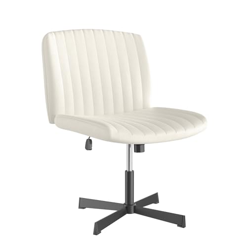 PIPIPOXER 1er Set Criss Cross Chair, 360° drehbarer armloser kreuzbeiniger Esszimmerstuhl, Komfort moderner Drehstuhl, höhenverstellbarer Mid-Back Wide Seat Computer Bürostuhl Samt von PIPIPOXER