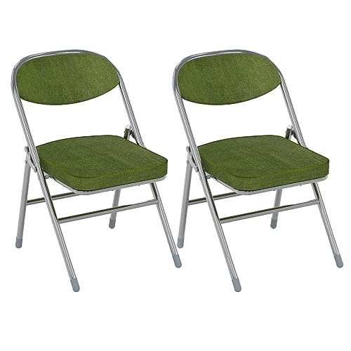 PIPIPOXER 2er Set Esszimmerstühle, Klappstuhl mit Rückenlehne, 5cm Dicke Polsterung, Sitzfläche aus Kord, Sitzbreite 40cm, Klappstühle Wohnzimmerstuhl Küchenstuhl, bis 175kg belastbar, Grün von PIPIPOXER