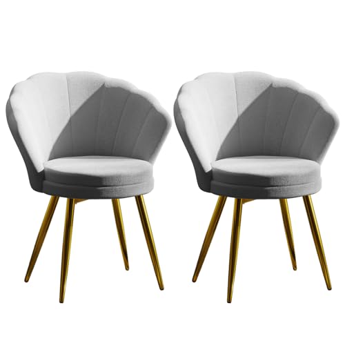 PIPIPOXER 2er Set Sessel aus Samtstoff mit Weicher Samt Muschel Rückenlehne aus aus Samtstoff mit Schwarze Metallbeinen für Wohnzimmer,Schlafzimmer,Schminktisch 42x40x80cm Gray von PIPIPOXER