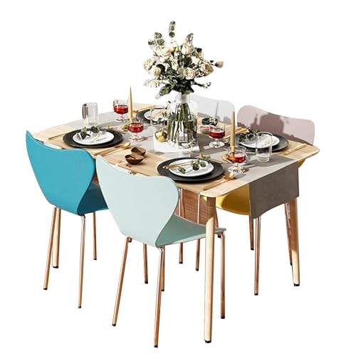 PIPIPOXER 4er Set Esszimmerstühle Esszimmerstuhl Küchenstuhl Wohnzimmerstuhl mit Rückenlehne aus Polypropylen und Elektroplattenbeine Polsterstuhl (Weiß Blau Grün Rosa, 4) von PIPIPOXER