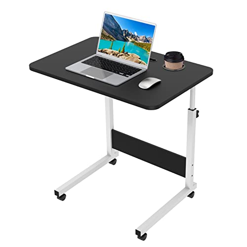 PIPIPOXER 60x40cm Laptoptisch höhenverstellbarer Schreibtisch Computertisch mobiler Laptop-Schreibtisch mit drehbarer Rollen,Kartenschlitz und Getränkehalter für Schlafzimmer,Büro,Bett,Sofa(Schwarz) von PIPIPOXER