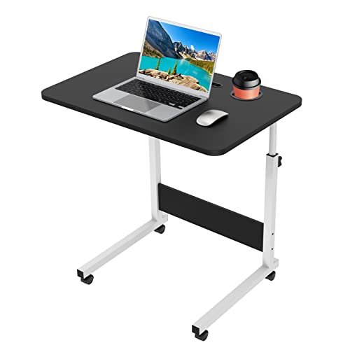 PIPIPOXER 60x40cm Laptoptisch höhenverstellbarer Schreibtisch Computertisch mobiler Laptop Schreibtisch mit drehbarer Rollen,Kartenschlitz und Getränkehalter für Schlafzimmer,Büro,Bett,Sofa(Schwarz) von PIPIPOXER