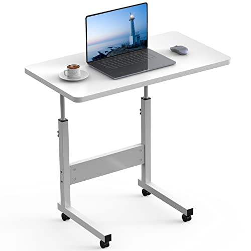 PIPIPOXER 60x40cm Laptoptisch höhenverstellbarer Schreibtisch mit drehbarer Rollen 60x40cm Computertisch mobiler Laptop-Schreibtisch auf Bodendrehung für Schlafzimmer,Büro,Bett,Sofa(Weiß) von PIPIPOXER