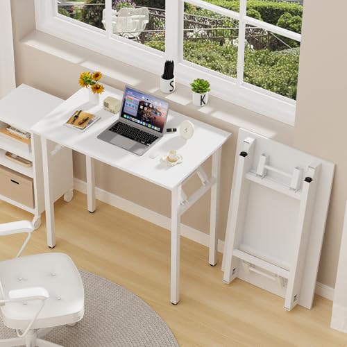 PIPIPOXER 80x50x76cm Schreibtisch Klapptisch, Klapptisch Computertisch, PC-Tisch, Bürotisch Klappbarer Schreibtisch Klein, Computer für Home, Weiß von PIPIPOXER