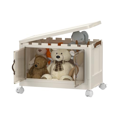 PIPIPOXER Aufbewahrungsbox mit Deckel, 35L Boxen Aufbewahrung mit Rädern und Rollen, Ordnungsboxen Storage boxes Kisten, Kunststoffbox Plastikbox Stapelkisten Lagerboxen Durchsichtig Groß 1 Stück von PIPIPOXER