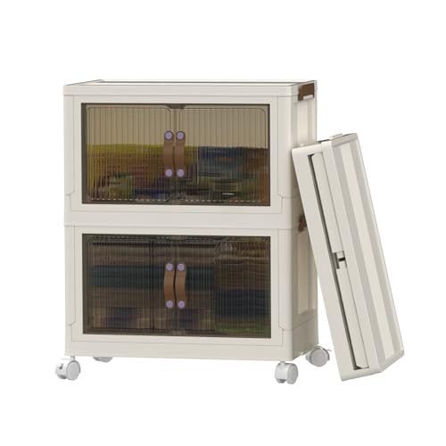 PIPIPOXER Aufbewahrungsbox mit Deckel, 35L Boxen Aufbewahrung mit Rädern und Rollen, Ordnungsboxen Storage boxes Kisten, Kunststoffbox Plastikbox Stapelkisten Lagerboxen Durchsichtig Groß 2 Stück von PIPIPOXER