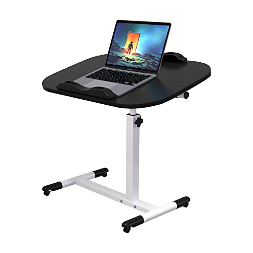 PIPIPOXER Computertisch Höhenverstellbarer Schreibtisch höhenverstellbar Laptoptisch mit 60x40 cm Tischplatte und 4 drehbare 360 ° Räder für Computer,Laptop,Schlafzimmer,Büro,Bett,Sofa Schwarz von PIPIPOXER