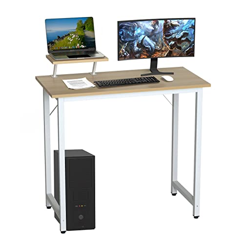 PIPIPOXER Computertisch für den Schreibtisch, Schreibtisch, mit Monitorhalterung, stabiler PC-Arbeitstisch aus Holz für Arbeit oder Büro, 100 x 50 x 74 cm (Holzfarbe) von PIPIPOXER