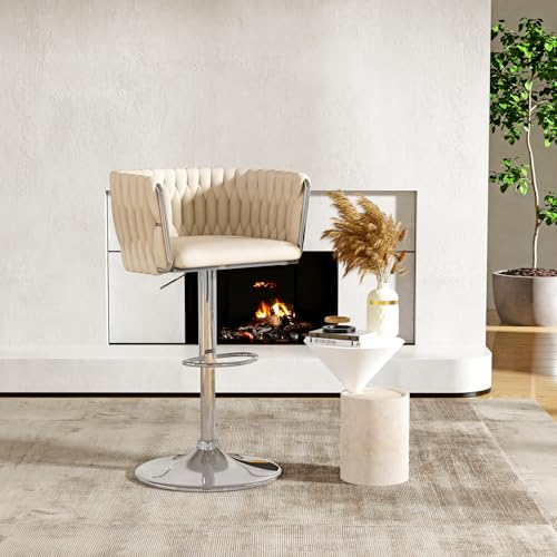 PIPIPOXER Eleganter Barhocker, Verstellbarer 360° drehbarer Barhocker mit schicker gewebter Rückenlehne, höhenverstellbare Samtbarhocker für Bar, Küche, Esszimmer PIPIPOXER Eleganter Barhocker, Verstellbarer 360° drehbarer Barhocker mit schicker gewebter Rückenlehne, höhenverstellbare Samtbarhocker für Bar, Küche, Esszimmer von PIPIPOXER