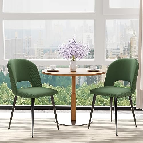 PIPIPOXER Esszimmerstühle 2er Set Esszimmerstuhl Wohnzimmerstuhl mit Rückenlehne,Küchenstuhl mit Sitzfläche aus Samtstoff und Schwarze Metallbeine 86x58x50cm Grün von PIPIPOXER